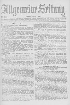 Allgemeine Zeitung Freitag 9. April 1880