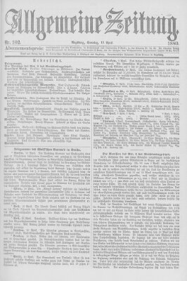 Allgemeine Zeitung Sonntag 11. April 1880