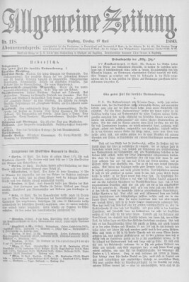 Allgemeine Zeitung Dienstag 27. April 1880