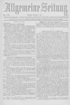 Allgemeine Zeitung Mittwoch 7. Juli 1880