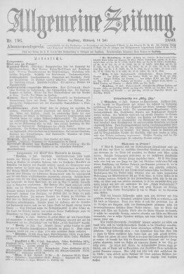 Allgemeine Zeitung Mittwoch 14. Juli 1880