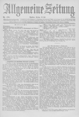 Allgemeine Zeitung Freitag 16. Juli 1880