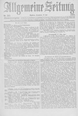 Allgemeine Zeitung Samstag 31. Juli 1880