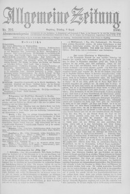 Allgemeine Zeitung Dienstag 3. August 1880