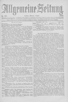 Allgemeine Zeitung Mittwoch 4. August 1880