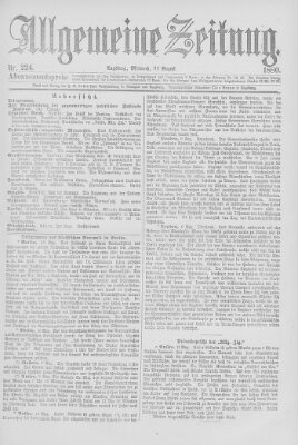 Allgemeine Zeitung Mittwoch 11. August 1880