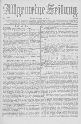 Allgemeine Zeitung Samstag 14. August 1880