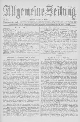 Allgemeine Zeitung Freitag 20. August 1880