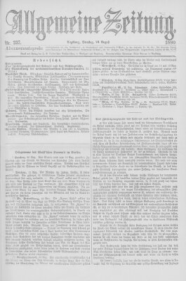 Allgemeine Zeitung Dienstag 24. August 1880