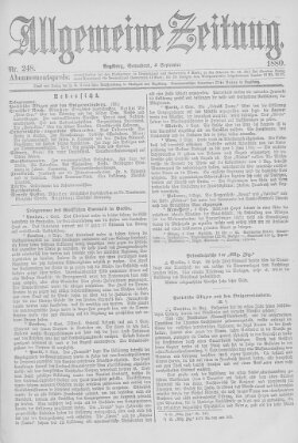 Allgemeine Zeitung Samstag 4. September 1880