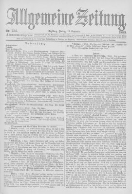 Allgemeine Zeitung Freitag 10. September 1880