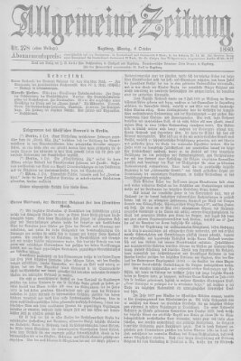 Allgemeine Zeitung Montag 4. Oktober 1880