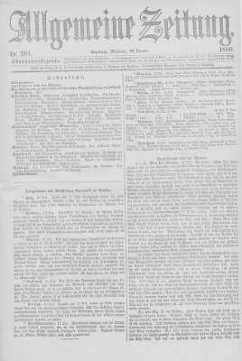 Allgemeine Zeitung Mittwoch 20. Oktober 1880