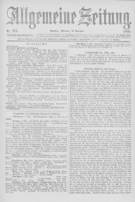 Allgemeine Zeitung Mittwoch 10. November 1880