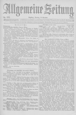 Allgemeine Zeitung Sonntag 28. November 1880