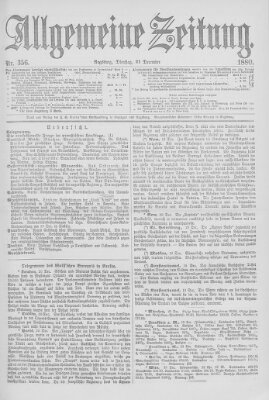 Allgemeine Zeitung Dienstag 21. Dezember 1880