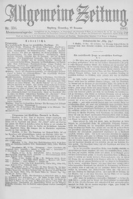 Allgemeine Zeitung Donnerstag 23. Dezember 1880