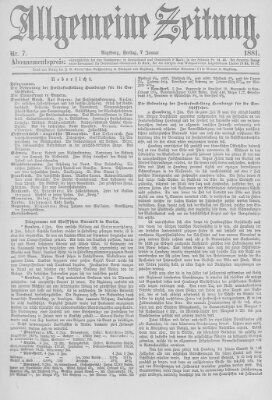 Allgemeine Zeitung Freitag 7. Januar 1881