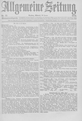 Allgemeine Zeitung Mittwoch 12. Januar 1881