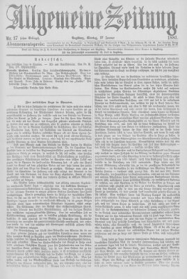 Allgemeine Zeitung Montag 17. Januar 1881