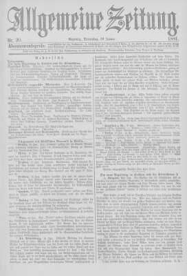 Allgemeine Zeitung Donnerstag 20. Januar 1881