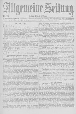 Allgemeine Zeitung Mittwoch 26. Januar 1881