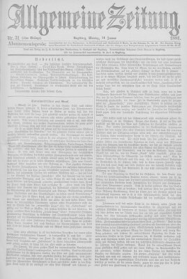 Allgemeine Zeitung Monday 31. January 1881