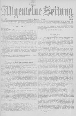 Allgemeine Zeitung Dienstag 1. Februar 1881