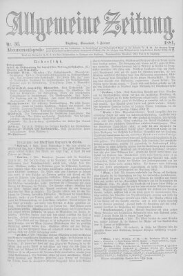 Allgemeine Zeitung Samstag 5. Februar 1881