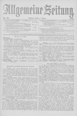 Allgemeine Zeitung Dienstag 8. Februar 1881