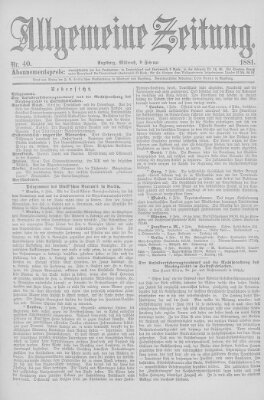 Allgemeine Zeitung Mittwoch 9. Februar 1881