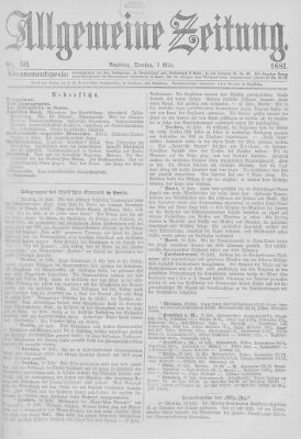 Allgemeine Zeitung Dienstag 1. März 1881