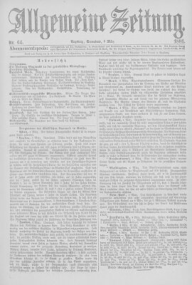 Allgemeine Zeitung Samstag 5. März 1881