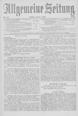 Allgemeine Zeitung Sonntag 6. März 1881