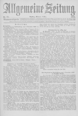 Allgemeine Zeitung Mittwoch 9. März 1881