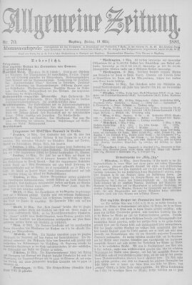 Allgemeine Zeitung Freitag 11. März 1881