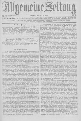 Allgemeine Zeitung Montag 14. März 1881