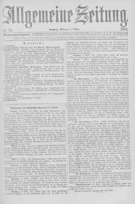 Allgemeine Zeitung Mittwoch 16. März 1881