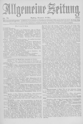 Allgemeine Zeitung Samstag 19. März 1881