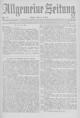 Allgemeine Zeitung Mittwoch 23. März 1881