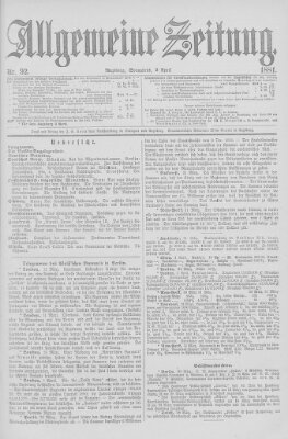 Allgemeine Zeitung Samstag 2. April 1881