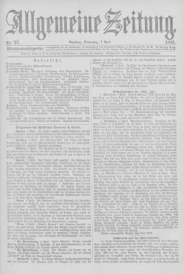 Allgemeine Zeitung Donnerstag 7. April 1881