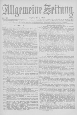 Allgemeine Zeitung Freitag 8. April 1881