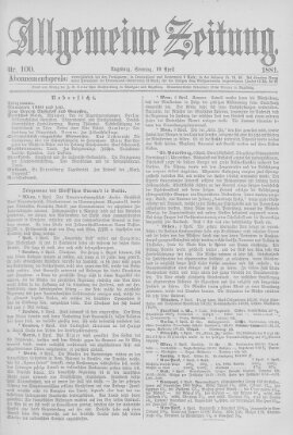 Allgemeine Zeitung Sonntag 10. April 1881