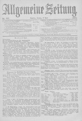 Allgemeine Zeitung Sonntag 17. April 1881