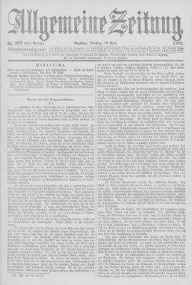 Allgemeine Zeitung Dienstag 19. April 1881