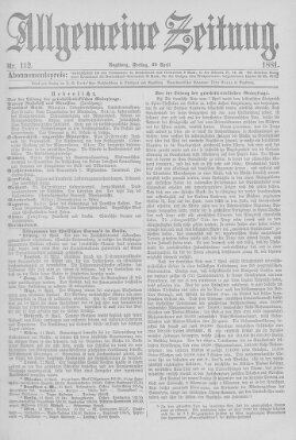 Allgemeine Zeitung Freitag 22. April 1881