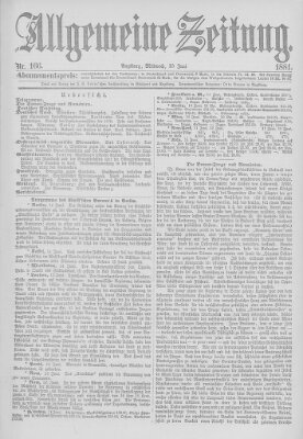 Allgemeine Zeitung Mittwoch 15. Juni 1881