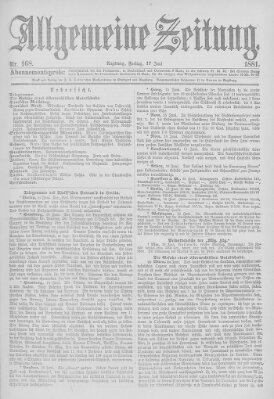 Allgemeine Zeitung Freitag 17. Juni 1881