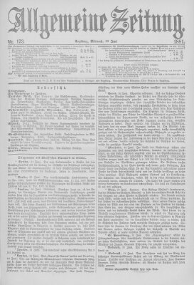 Allgemeine Zeitung Mittwoch 22. Juni 1881